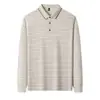 Nova Camisa Polo Masculina Outono 2026 Negócios Solta Casual Listrada Gola Tricô Manga Longa Camiseta Masculina Roupas de Pai