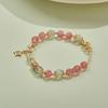Pulseira de cristal de morango feminina contas de pedra da lua cinza natural labradorita pulseira DIY atacado