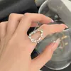 Anillo hueco geométrico transfronterizo para mujer, diseño de nicho estilo ins, anillo abierto elegante, anillo de lujo ligero y único para el dedo índice