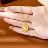 Pingente Tendência Ouro Areia Vietnamita, Pingente Flor de Zircônio Escovado Retrô, Design Feminino, Joia Duradoura