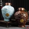 Botella de Vino de Cerámica con Patrón de Dragón Tallado de Jingdezhen 2.5kg Jarras de Vino Vacías Frasco de Licor Vacío 2.5kg Degustación Cerámica Hecha a Mano