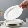 Venta Directa de Fábrica de Platos de Cerámica, Platos Planos Embozados Estilo Corte Barroco, Platos Hondos, Patrón de Hojas, Patrón a Cuadros, Alta Calidad Estilo Corte