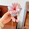 Nuevo Scrunchie Floral con Cordón Estilo Coreano para Mujer, Lazo para Cola de Caballo Estilo Perezoso para Niños, Cuerda para Moño de Cabello de Alta Gama