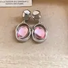 Pendientes Colgantes Ovalados de Acrílico Aguja Plateada, Pendientes Únicos y Deslumbrantes Estilo Ins con Sentido del Diseño, Accesorios para Orejas de Nicho y Versátiles