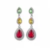 Pendientes de aguja de plata con colgantes de borla de gota de agua incrustados de diamantes, pendientes de estilo retro vintage, joyería de nicho de lujo ligero para mujer