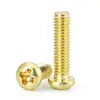 Tornillos de Cabeza Redonda Cruzada de Cobre Puro Pm Tornillos de Cabeza Plana con Ranura Cruzada Tornillos de Cobre para Dientes de Máquina M2M2.5M3M4M5M6M8