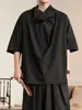 Camiseta T-shirt de estilo chino, holgada, cuello alto apilado, manga corta, nicho, para hombre, verano, manga tres cuartos, ligera