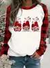 Sudadera con Estampado de Papá Noel de Navidad 24 Casual Manga Larga Cuello Redondo Bloque de Color Moda 3D Para Mujer Estampado 3D Tridimensional