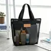 Fabricante de origen Bolso tote con cremallera Bolso de playa de malla Bolsa de natación Bolsa de cosméticos Bolsa de almacenamiento Bolsa de viaje para artículos de aseo Multibolsillo