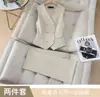 Conjunto de 3 Peças Vermelho para Negócios Outono/Inverno Transfronteiriço Blazer de Manga Longa Colete de Terno Feminino Calça de Cintura Alta