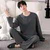 Conjunto de pijama para hombre, nuevo estilo 2026, colección primavera/otoño, hecho de algodón puro, de manga larga, elegante y apuesto, adecuado para adolescentes, se puede usar como ropa de estar en casa o incluso como prenda exterior en invierno