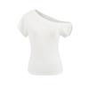 25 Novo Design de Estilo Verão Cor Sólida Laço Manga Curta Camiseta Slim Fit Ombro a Ombro Top Hot Girl