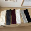 Primavera y Otoño Nuevo Estilo Coreano Ins Color Sólido Calcetines Planos Hasta la Pantorrilla Calcetín Apilado Rayas y Rojo Vino Rojo Áncora Calcetines