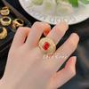 Anillo de esmalte de colores con joyería medieval vintage Baojia, anillo de tesoro de color antiguo con diamantes microincrustados chapados en oro francés vintage