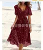 2026 Novo E-commerce Transfronteiriço Amazon Solto Casual Elegante Gola V Floral Novo Vestido Estampado Mais Vendido