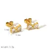 Pendientes de Flor de Pétalo de Diseño de Nicho Europeo y Americano Lujo Ligero Pendientes de Acero de Titanio Oro de 18k Pendientes de Diamante de Moda Versátiles