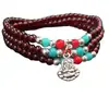 Pulsera de Cristal Turquesa Imitación 108 Cuentas de 6mm Granate Imitación Pulsera Segura para Pareja Pulsera para Hombres y Mujeres