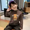 Camada Base Masculina de Lã Quente com Gola Meia-Alta Outono Inverno Novo Estilo Camiseta de Manga Longa para Meninos Grandes e Médios Top Fresco Bonito