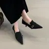 2026 Principios de Primavera Nuevo Estilo Tacones de Aguja Puntiagudos Zapatos de Tacón Alto Felpa Cálida Sin Cordones Moda Otoño e Invierno Zapatos de Tacón para Viajar Zapatos de Mujer