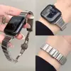 Aplicable para banda de reloj de acero inoxidable estilo bambú para Apple Watch, correa de reloj iwach10 de una sola cuenta para mujer con diseño de "cintura pequeña".