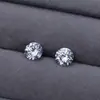 Pendientes de plata de ley S925 con circonita de cuatro garras, estilo de lujo ligero, simples, gruesos de 0.8, 6MM5MM4MM, pendientes pequeños al por mayor