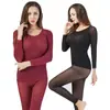Popular Conjunto de Ropa Interior Térmica de 37 Grados para Mujer, Calzoncillos Largos de Cuello Redondo sin Costuras, Temperatura Constante, a Prueba de Frío y Cálido