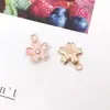 1 Accesorio de Joyería DIY Estilo Coreano Rosa de Aleación con Aretes de Esmalte, Llave de Flor, Colgante de Arete de Estrella de Mar