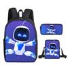 Mochila escolar de tres piezas con diseño de robot cósmico y astronauta, ideal para niños de primaria y secundaria.