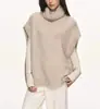 Chaleco de punto otoño-invierno con cuello alto superpuesto, diseñado para mujer para llevar como capa exterior, con un estilo relajado, suave y cómodo, cuello alto y diseño sin mangas, perfecto para llevar en capas.