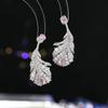 Pendientes de Hoja de Árbol de Circonita de Atmósfera de Lujo Pluma Moda de Alto Sentido Elegante Elegante Pendientes de Vestido de Banquete