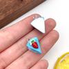 Pingente de Bolo de Camadas com Morango e Creme Simulado Feito à Mão DIY, Pingentes de Brinco de Resina com Tema de Comida, Materiais para Acessórios de Joias