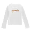 Camiseta de manga larga para mujer, nuevo estilo primavera y otoño, cuello en U, hombro normal, diseño de estampado trenzado americano, corte ajustado, versátil, top de moda para mujer