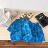 Comercio Exterior Verano Nuevo Estilo Conjunto de Dos Piezas de Manga Corta para Niños, Tops para Niños Pequeños y Medianos, Ropa Infantil de Manga Corta a la Moda Estilo Chino con Botones de Disco