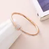 Pulsera de Acero de Titanio Redonda de Jade Espiral Tridimensional Nueva Europea y Americana Set de Arcilla con Diamantes al por Mayor Creativo de Nicho para Mujer