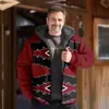 Nuevo Estilo Bohemio Conjunto de 2 Piezas Casual Sudadera Estampada de Manga Larga con Cremallera Chaqueta Gruesa de Algodón para Invierno