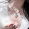 Collar de amor con microincrustaciones de diamantes y destellos multicapa para mujer, diseño de nicho, cadena de clavícula de cristal de ópalo en forma de corazón