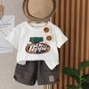 Traje Nuevo de Verano para Niños 2025 Camisa POLO para Niño Conjunto de Dos Piezas para Bebé Ropa Infantil Estilo Mezclilla