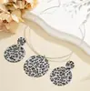 Europeos y Americanos Ins Transfronterizos Populares Elegantes Exagerados Estampado de Leopardo Patrón de Martillo Pendientes de Disco Collar Moda Retro Sexy Traje