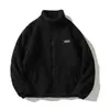 Atacado Outono e Inverno Estilo Coreano Tendência Solta Cor Sólida Lã de Cordeiro Masculina Estilo Hong Kong Casual Elegante Jaqueta Jaqueta com Zíper Tendência