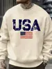 Tamanho Europeu Transfronteiriço Estampa Retrô Americana Pulôver Masculino High Street Moda Moletom de Lã para Outono