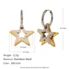 Brincos Versáteis Simples Estilo Ins Novo Europeu e Americano Cruzamento de Fronteiras Aço Inoxidável Banhado a Ouro 18K Dois Brincos Argola de Estrela de Cinco Pontas