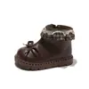 Botines Retro de Encaje para Niñas Otoño Invierno Estilo Nuevo Botas de Piel de Princesa con Lazo Botas para Bebé Suela Suave Antideslizantes con Cremallera Lateral