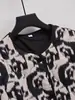 Atacado Transfronteiriço Roupas Europeias e Americanas Outono e Inverno 2023 Novo Solto e Versátil Estampa Animal Redondo Gola Algodão Roupa Exterior para Mulheres