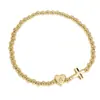 Pulsera de Cobre con Letras del Alfabeto de 26 Letras, Forma de Cruz, Estilo Minimalista Europeo y Americano Transfronterizo, Versátil para Uso Diario, Moderna y Única, Pulsera para Mujer Apilable