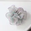 Goma para el pelo a cuadros dulces multicolor estilo coreano con flor de pelo de malla elegante de colores caramelo, versátil para el uso diario, diseño único de bloqueo de color.
