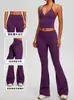 Nuevo traje deportivo casual estilo europeo y americano para mujer, sujetador deportivo de tiras halter ajustables, conjunto de yoga con microcampana que levanta los glúteos