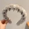 Diadema de Peluche Dentada para Otoño e Invierno para Mujer, Pinza para el Cabello de Cara Lavada con Parte Superior Alta del Cráneo que Hace que la Cara Parezca Más Pequeña, Diadema con Estampado de Leopardo, Goma para el Cabello Antideslizante Estilo Chanel