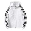 Chaqueta Deportiva Casual para Hombre con Capucha Desmontable, Chaqueta de Moda con Mangas de Tres Barras, Cárdigan Top Trendy