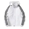 Chaqueta Deportiva Casual para Hombre con Capucha Desmontable, Chaqueta de Moda con Mangas de Tres Barras, Cárdigan Top Trendy