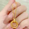Nuevo Estilo Oro Arena Anillo Doble Giratorio de la Fortuna Diamante de Puntos Collar Colgante de Anillo Doble de Nicho Cadena Elegante para la Clavícula